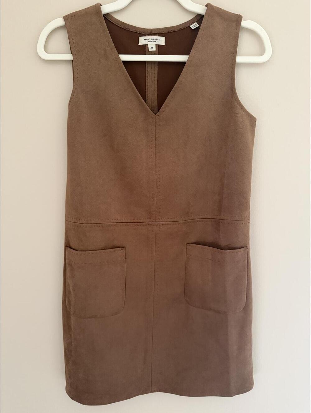 Max Studio XS/S suede feel, pockets, brown dress
